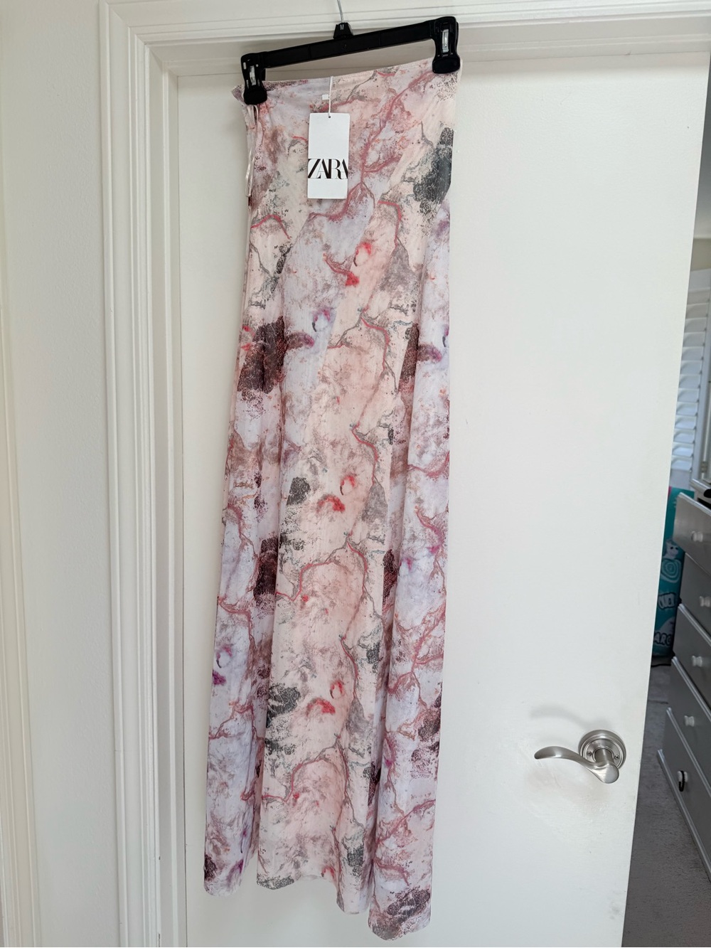 Zara Sheer Mesh Dress with Pink and Cream Floral Accents - Picture 5 of 7